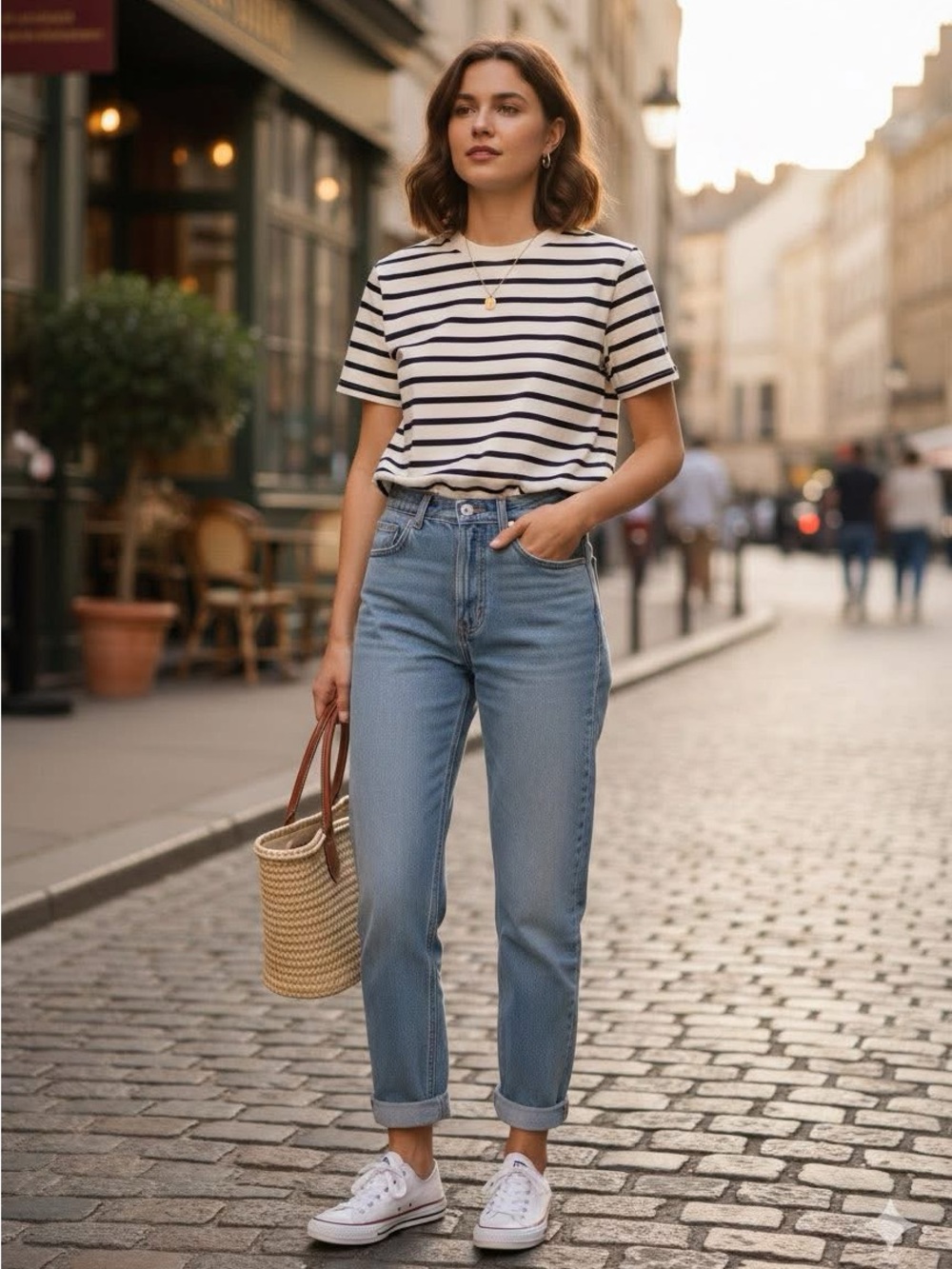 COS Navy and White Striped Crew Top - Picture 3 of 11